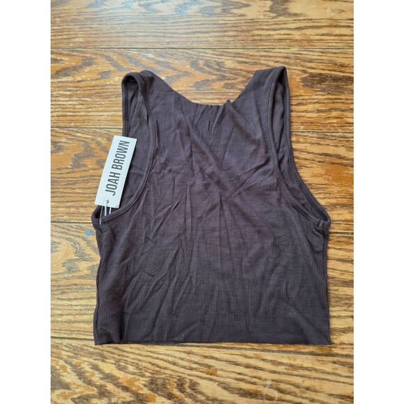 NWT Joah Brown Raw Edge Crop Tank Vintage Black sz XS/S - Picture 4 of 5